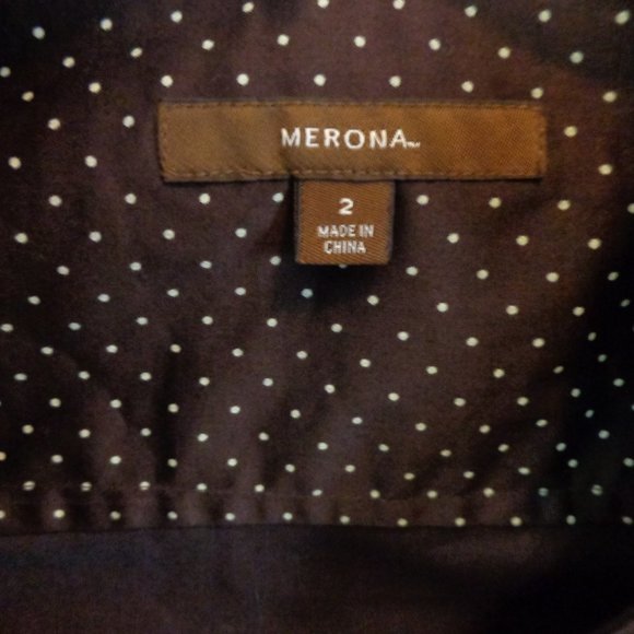 Brown White Polka Dot Print Shirt dress sz 2 - Picture 4 of 4